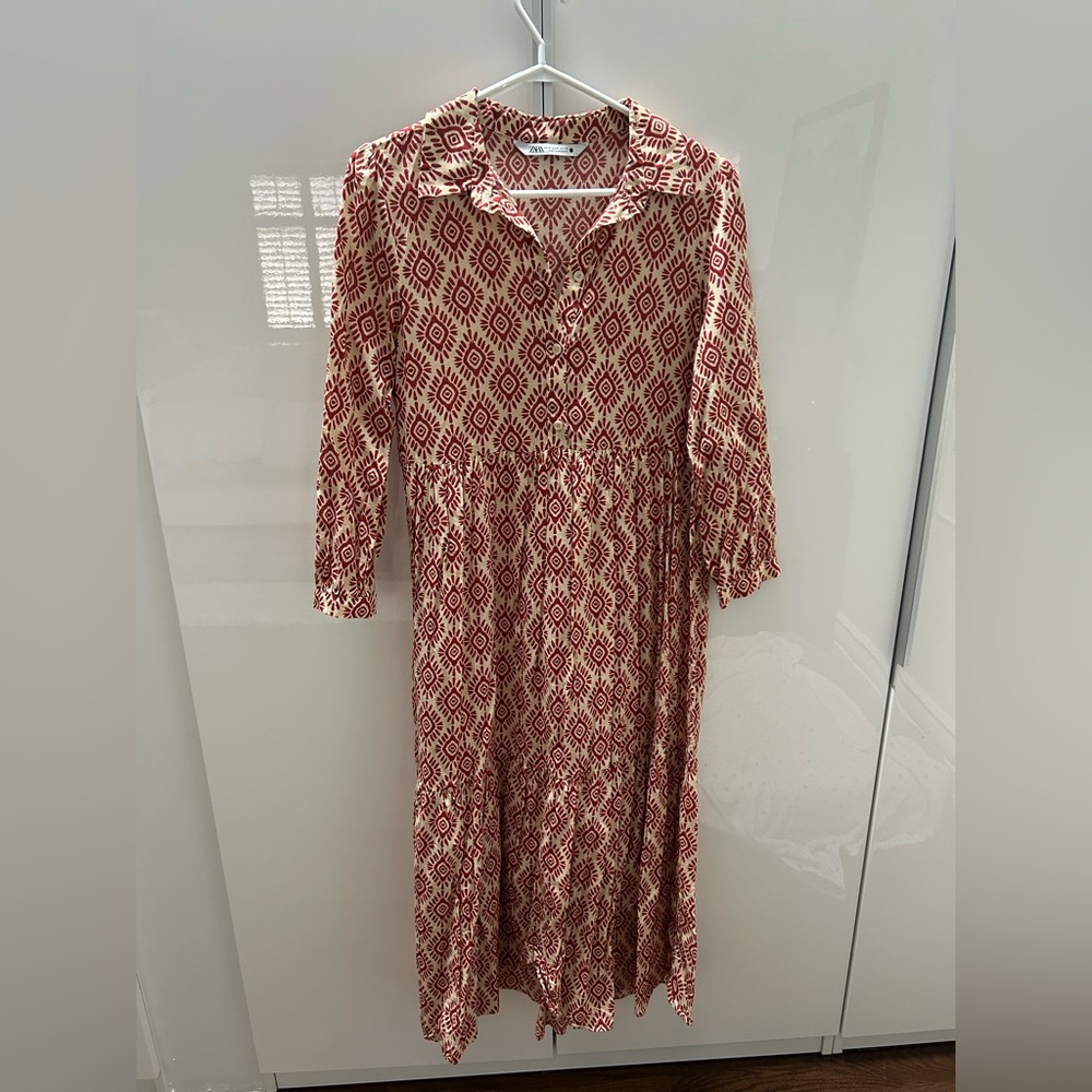 Zara Orange and Pink Long Sleeve Sundress